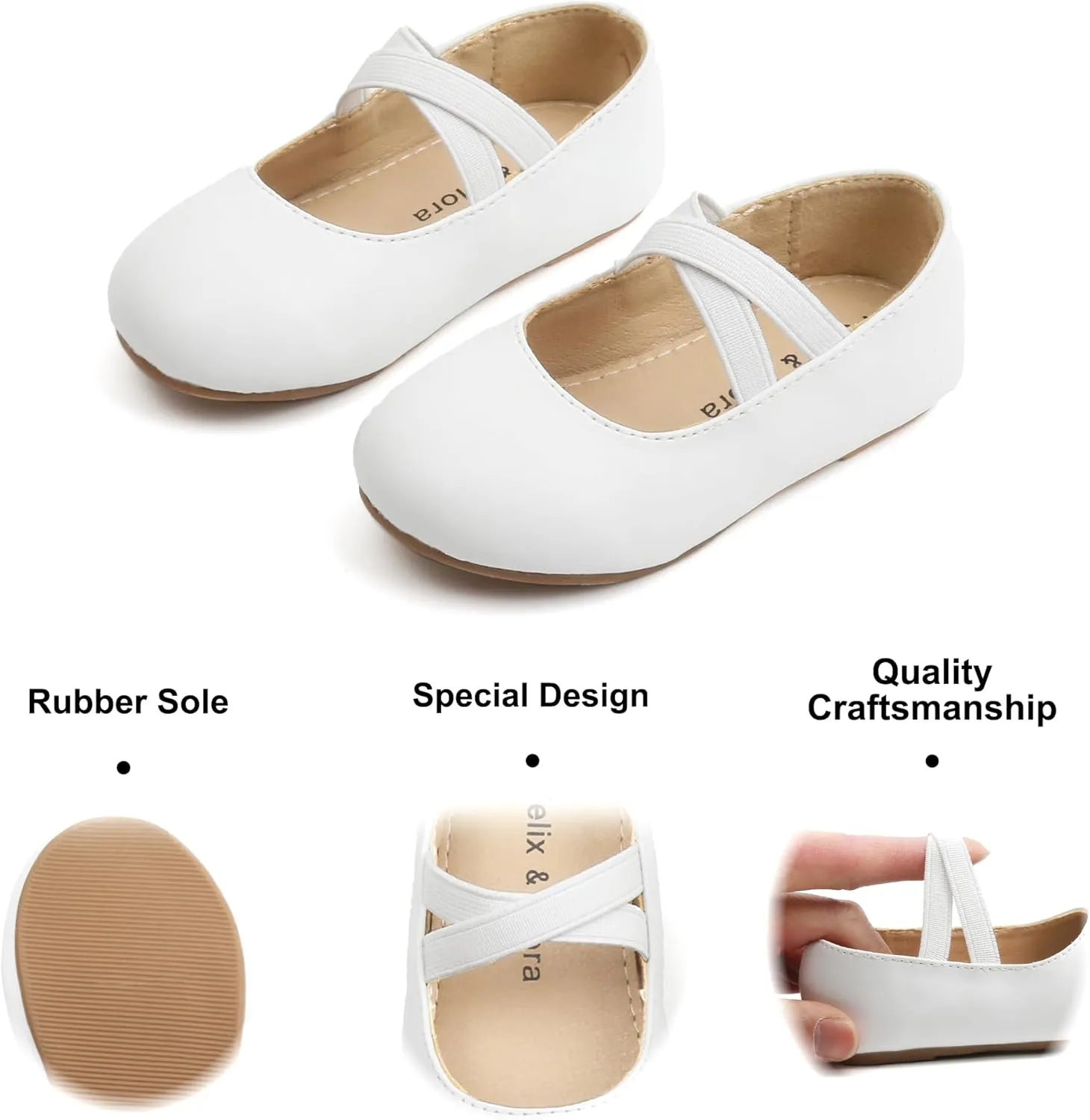 Felix & Flora Toddler Girl Dress Shoes - Flower Girl Ballet Mary Jane Flats Party School Wedding