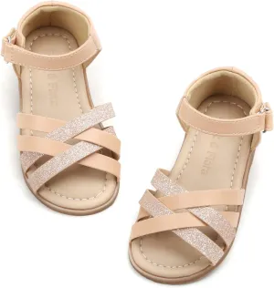 Felix & Flora Toddler Girl Sandals - Flower Girl Dress Shoes Open Toe Little Kid Summer Flats