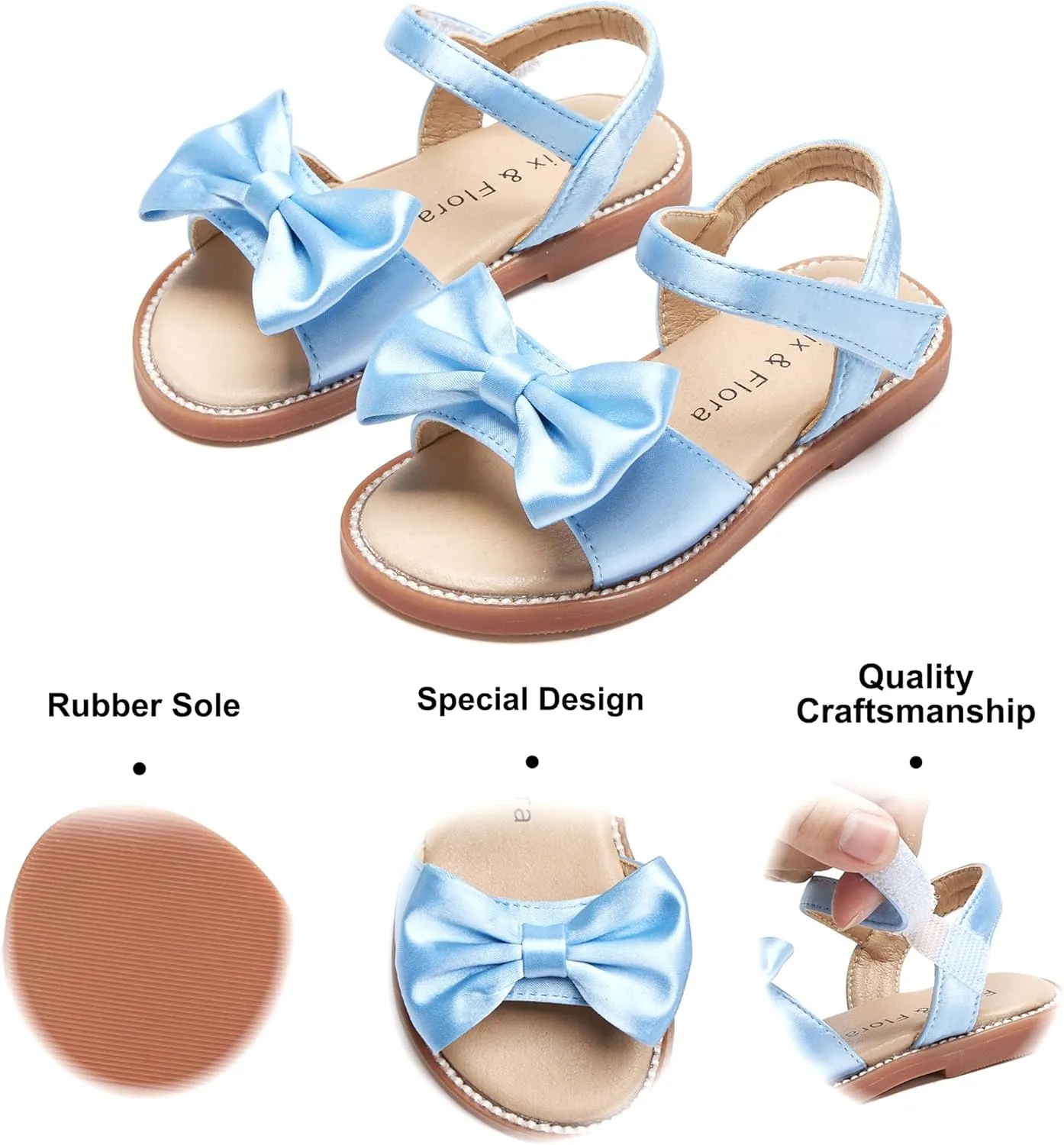 Felix & Flora Toddler Girl Sandals - Flower Girl Dress Shoes Open Toe Little Kid Summer Flats