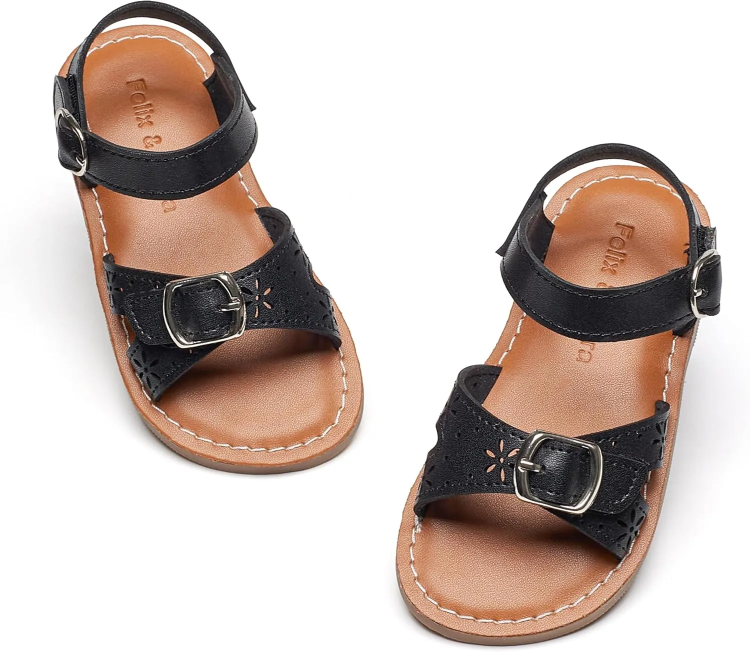 Felix & Flora Toddler Girl Sandals - Flower Girl Dress Shoes Open Toe Little Kid Summer Flats