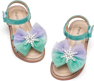 Felix & Flora Toddler Girl Sandals -Flower Girl Dress Shoes Open Toe Little Kid Summer Flats