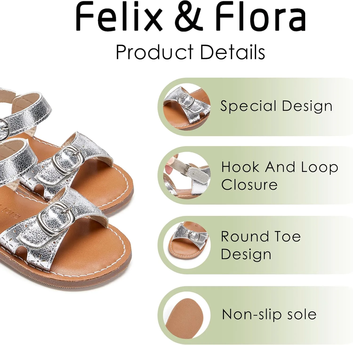 Felix & Flora Toddler Girl Sandals - Flower Girl Dress Shoes Open Toe Little Kid Summer Flats