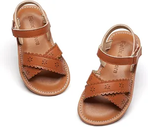 Felix & Flora Toddler Girl Sandals - Flower Girl Dress Shoes Open Toe Little Kid Summer Flats