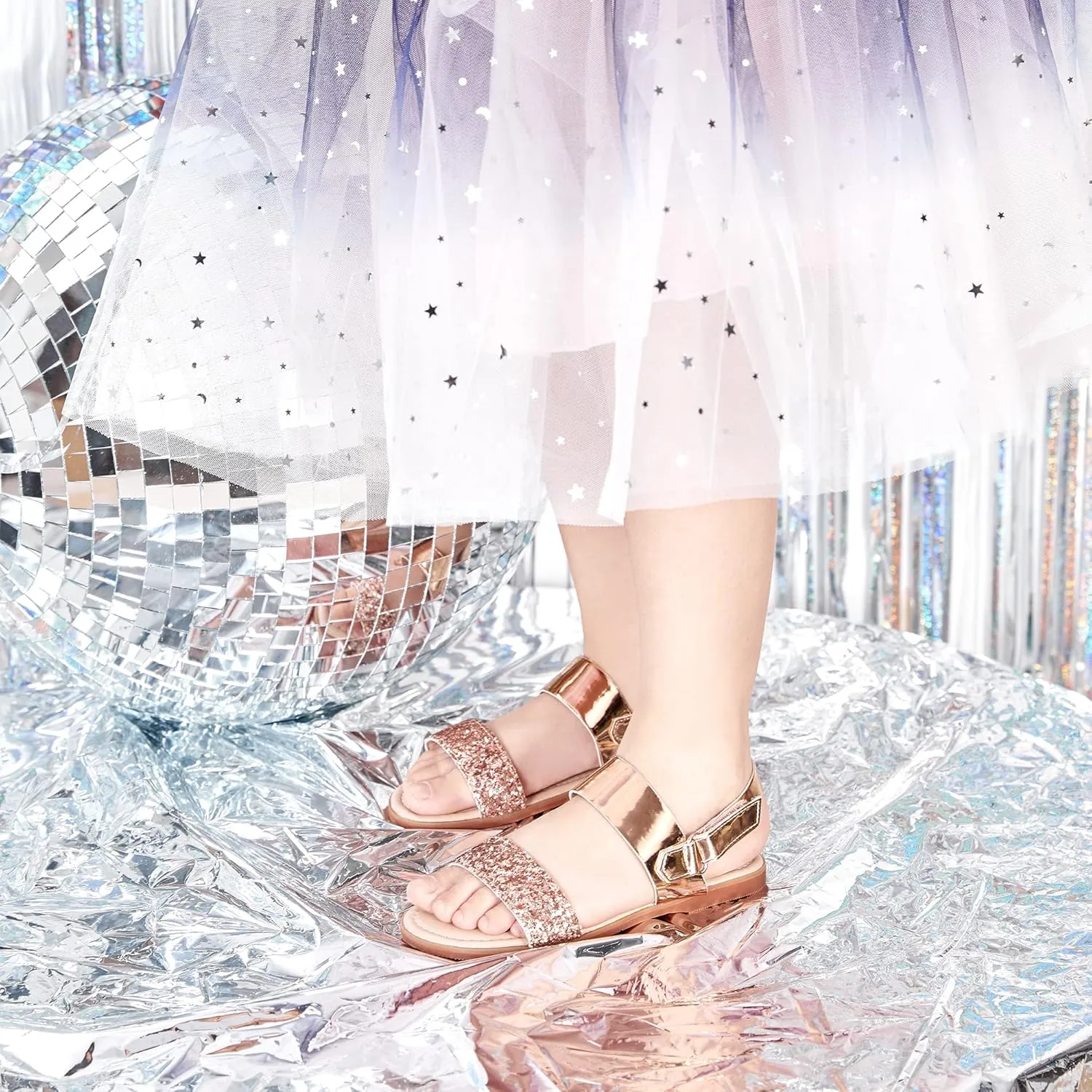 Felix & Flora Toddler Girl Sandals - Flower Girl Dress Shoes Open Toe Little Kid Summer Flats