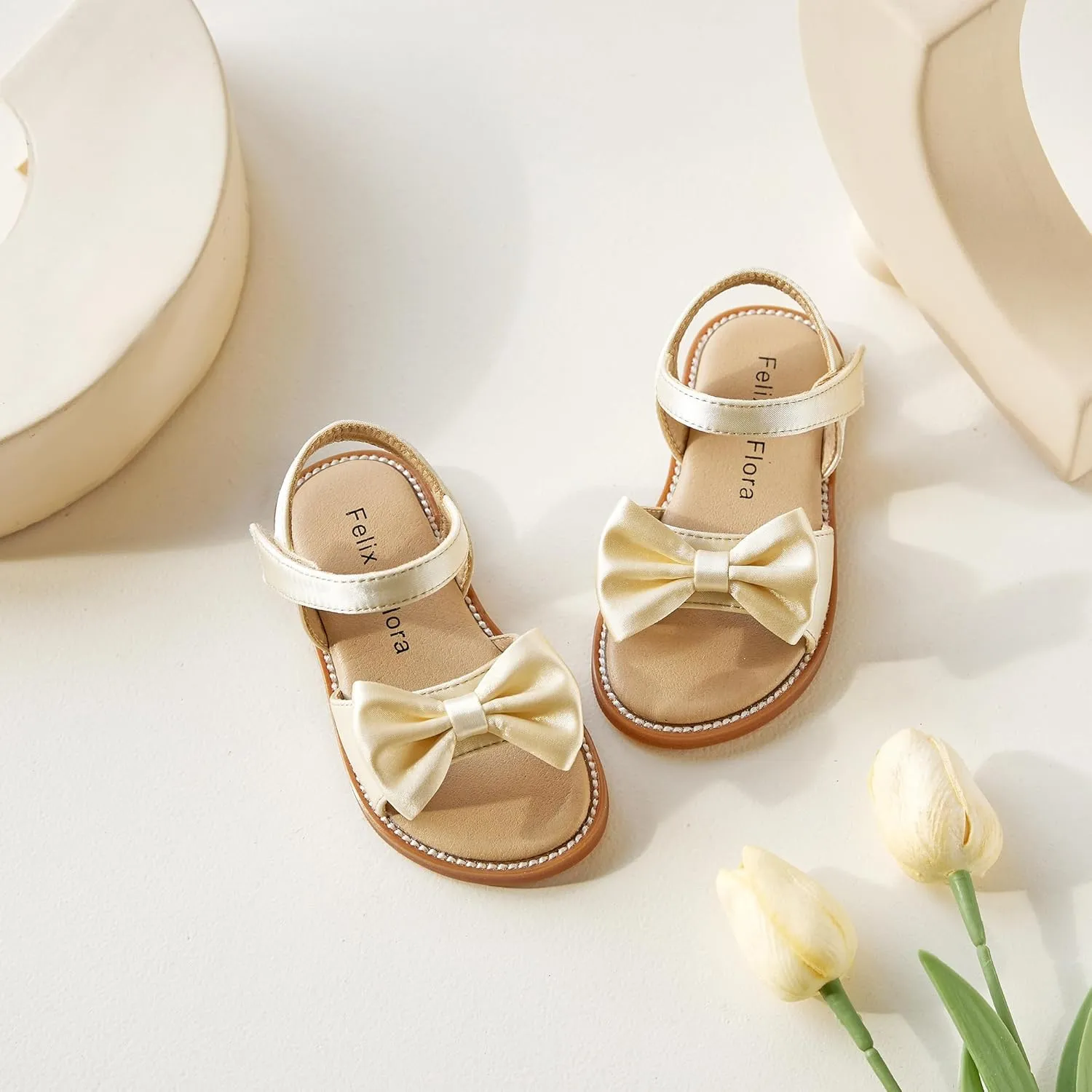 Felix & Flora Toddler Girl Sandals - Flower Girl Dress Shoes Open Toe Little Kid Summer Flats