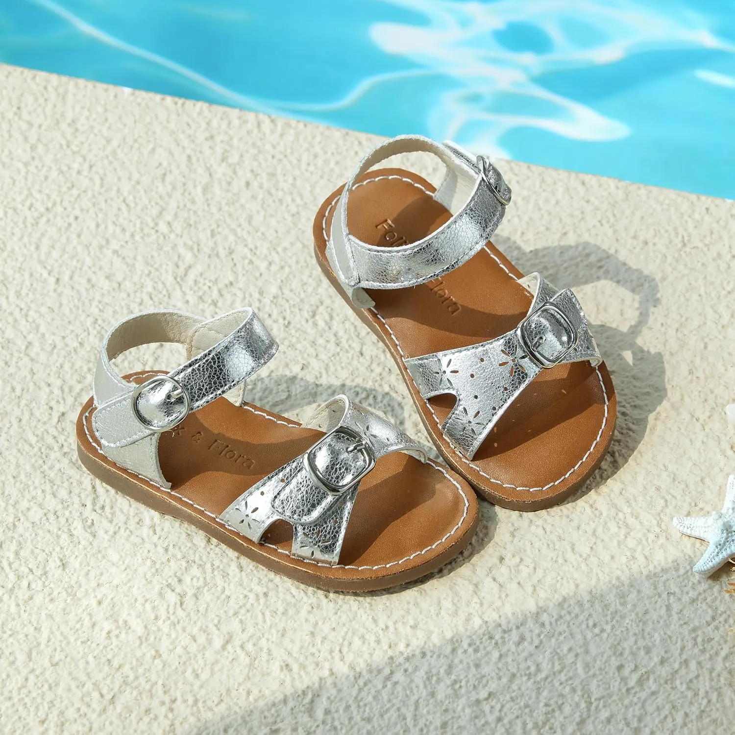 Felix & Flora Toddler Girl Sandals - Flower Girl Dress Shoes Open Toe Little Kid Summer Flats