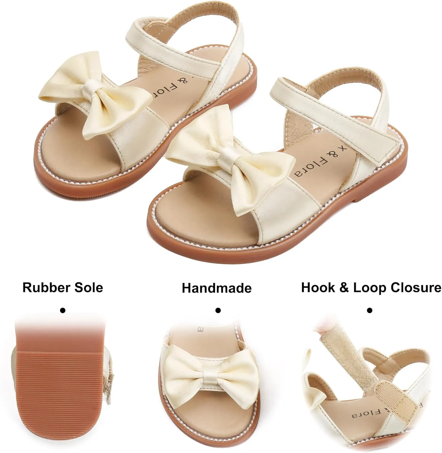 Felix & Flora Toddler Girl Sandals - Flower Girl Dress Shoes Open Toe Little Kid Summer Flats