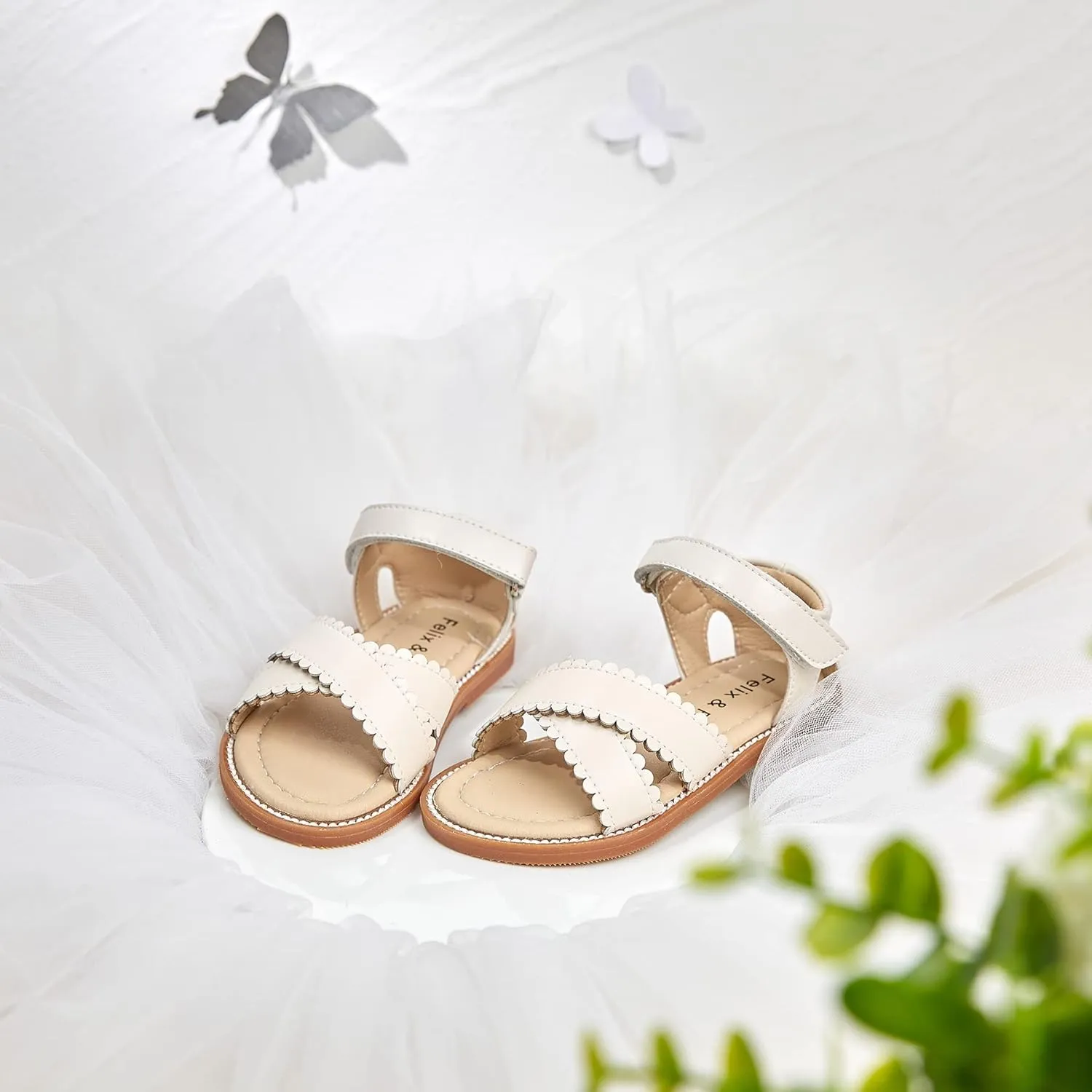 Felix & Flora Toddler Girl Sandals -Flower Girl Dress Shoes Open Toe Little Kid Summer Flats