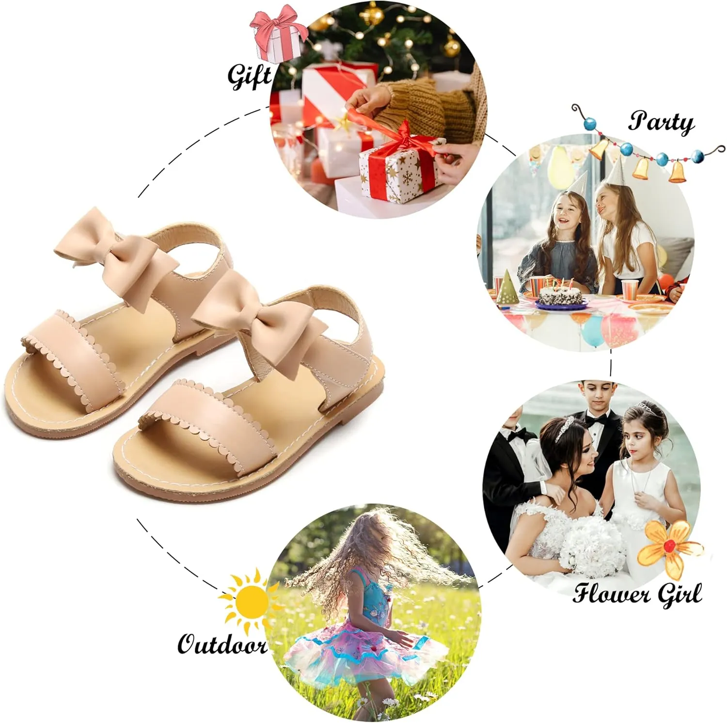 Felix & Flora Toddler Girl Sandals - Flower Girl Dress Shoes Open Toe Little Kid Summer Flats
