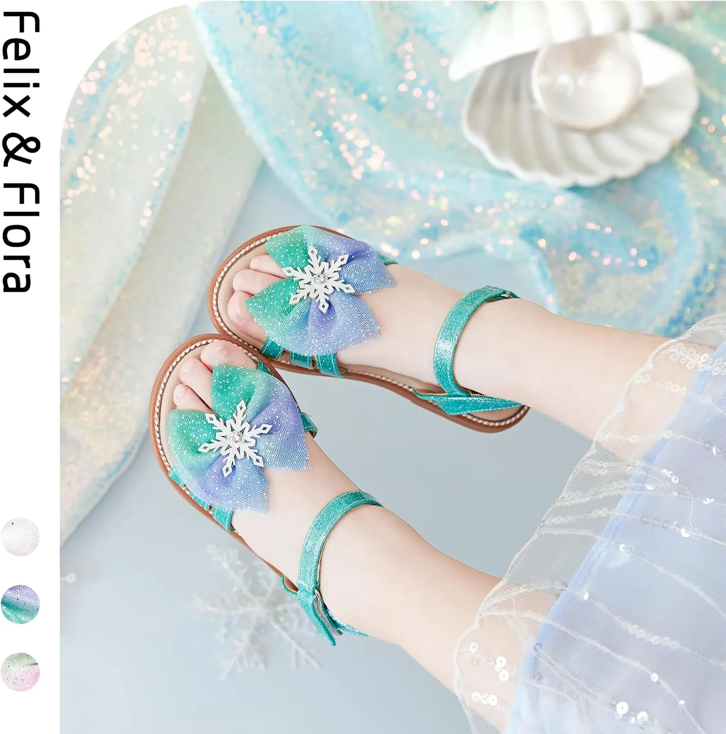Felix & Flora Toddler Girl Sandals -Flower Girl Dress Shoes Open Toe Little Kid Summer Flats