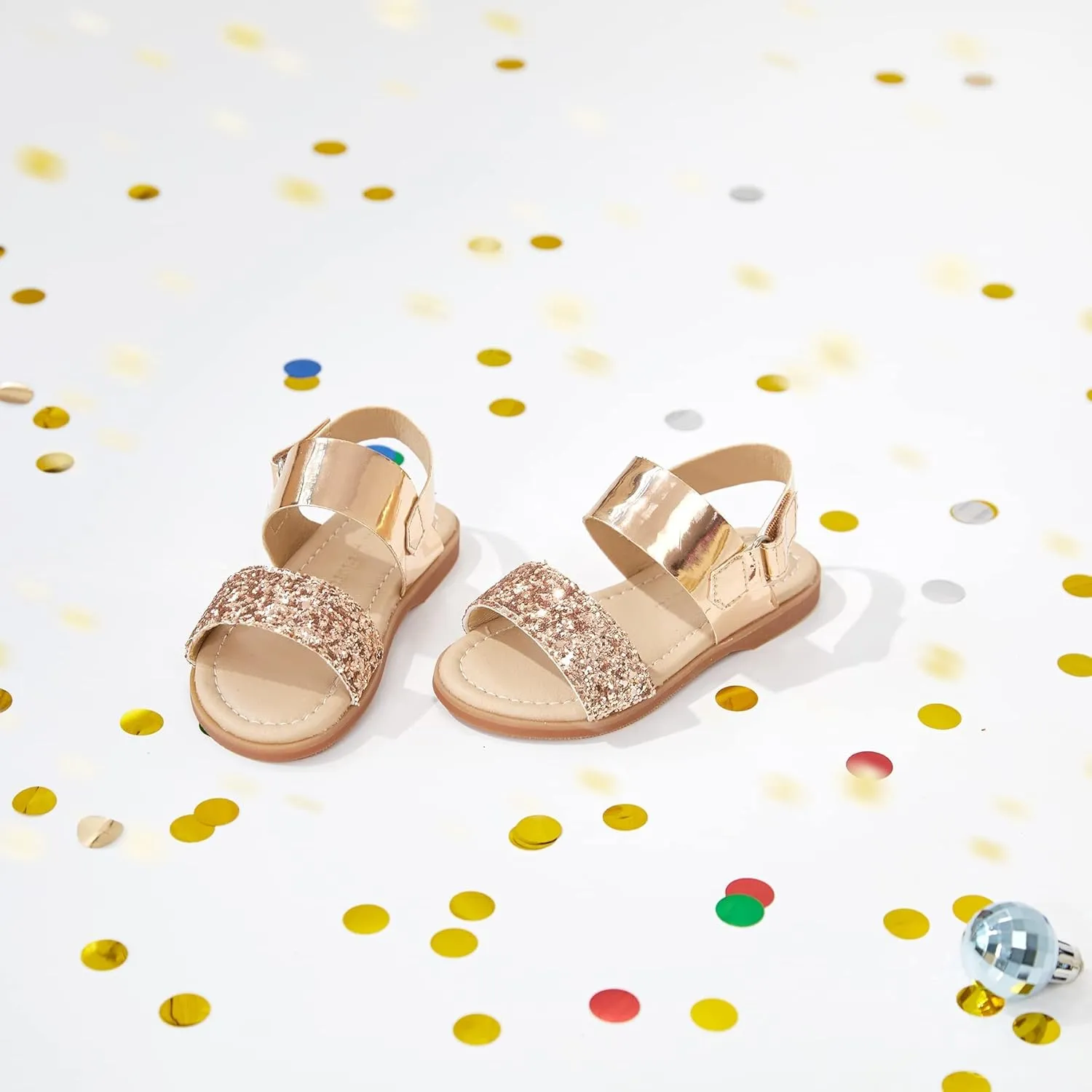 Felix & Flora Toddler Girl Sandals - Flower Girl Dress Shoes Open Toe Little Kid Summer Flats