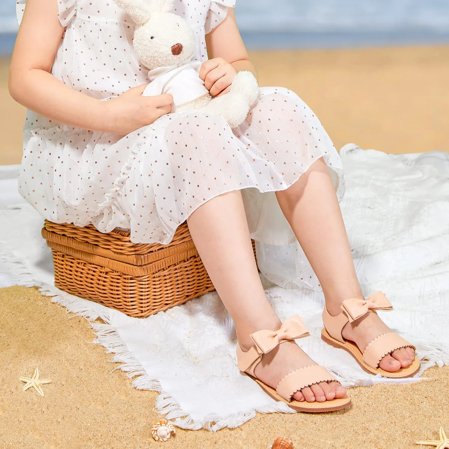 Felix & Flora Toddler Girl Sandals - Flower Girl Dress Shoes Open Toe Little Kid Summer Flats