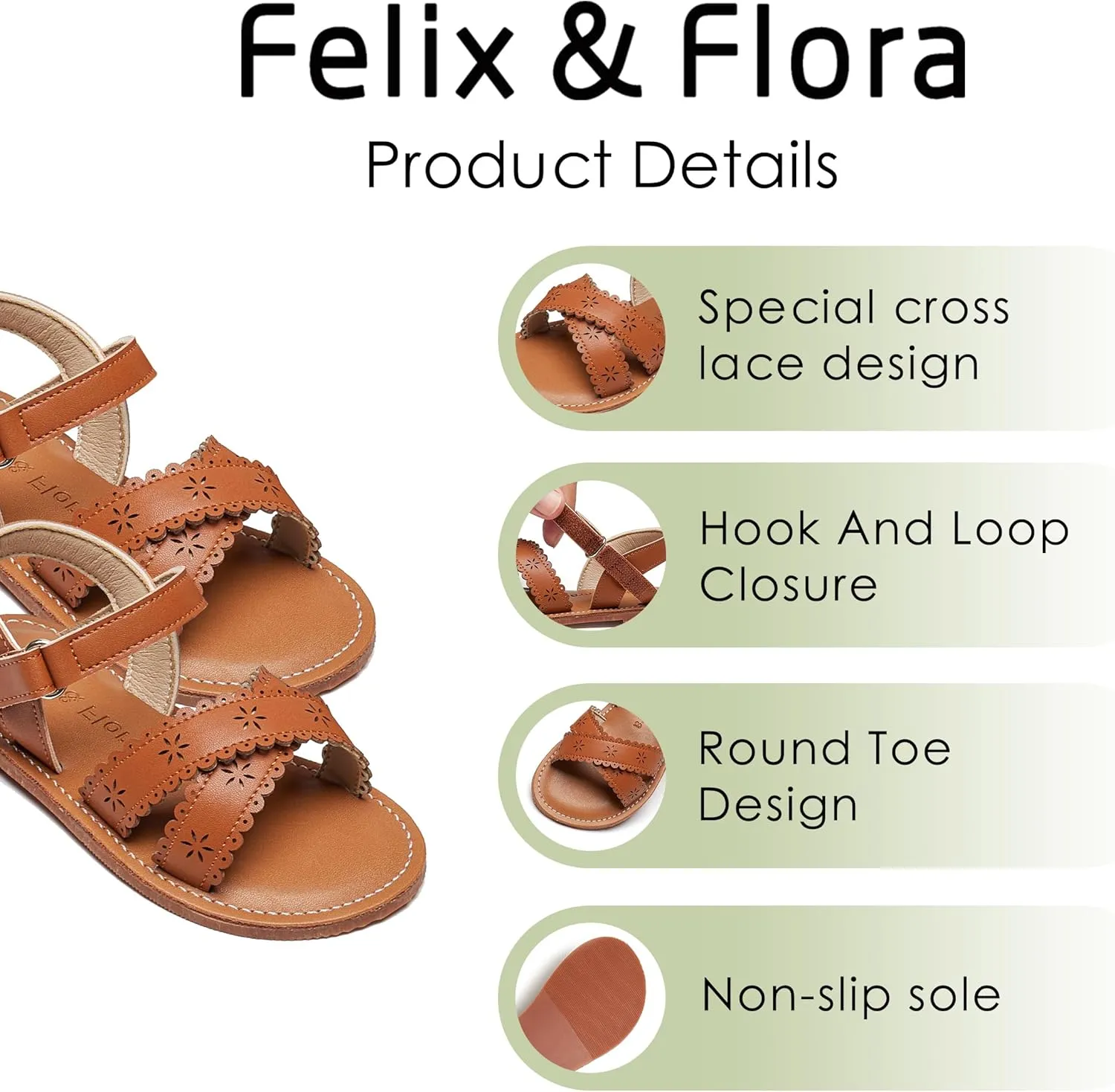 Felix & Flora Toddler Girl Sandals - Flower Girl Dress Shoes Open Toe Little Kid Summer Flats