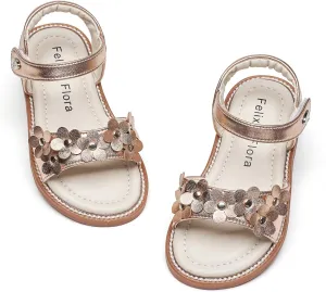 Felix & Flora Toddler Girl Sandals - Flower Girl Dress Shoes Open Toe Little Kid Summer Flats
