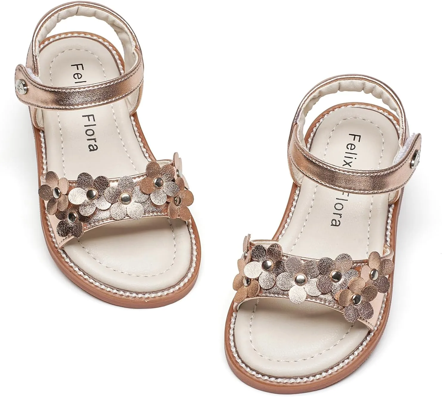 Felix & Flora Toddler Girl Sandals - Flower Girl Dress Shoes Open Toe Little Kid Summer Flats