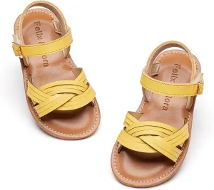 Felix & Flora Toddler Girl Sandals -Flower Girl Dress Shoes Open Toe Little Kid Summer Flats