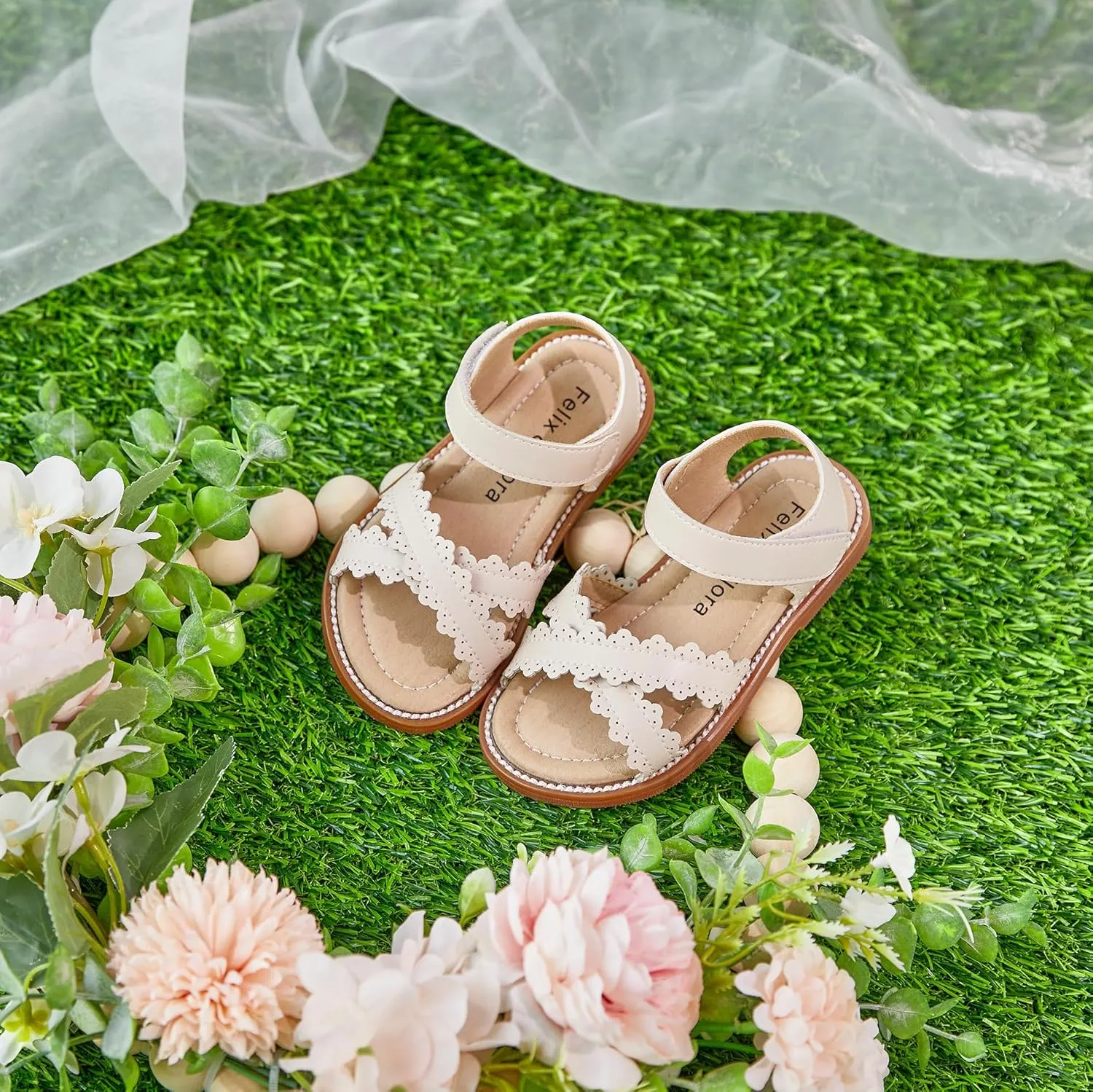 Felix & Flora Toddler Girl Sandals - Little Girl Easter Summer Dress Shoes Lightweight Open Toe Beach Holiday.