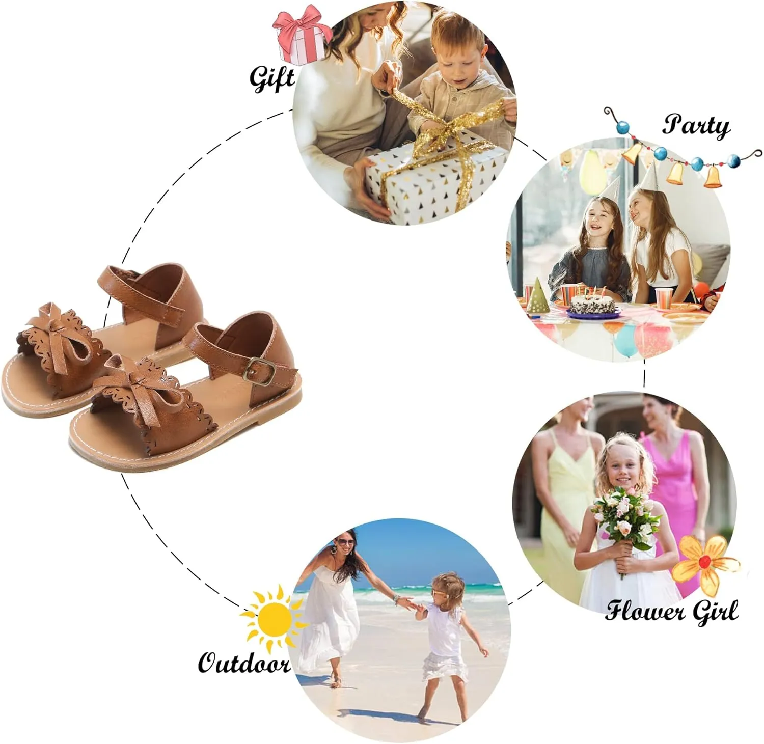 Felix & Flora Toddler Girl Sandals - Little Girl Easter Summer Dress Shoes Lightweight Open Toe Beach Holiday.