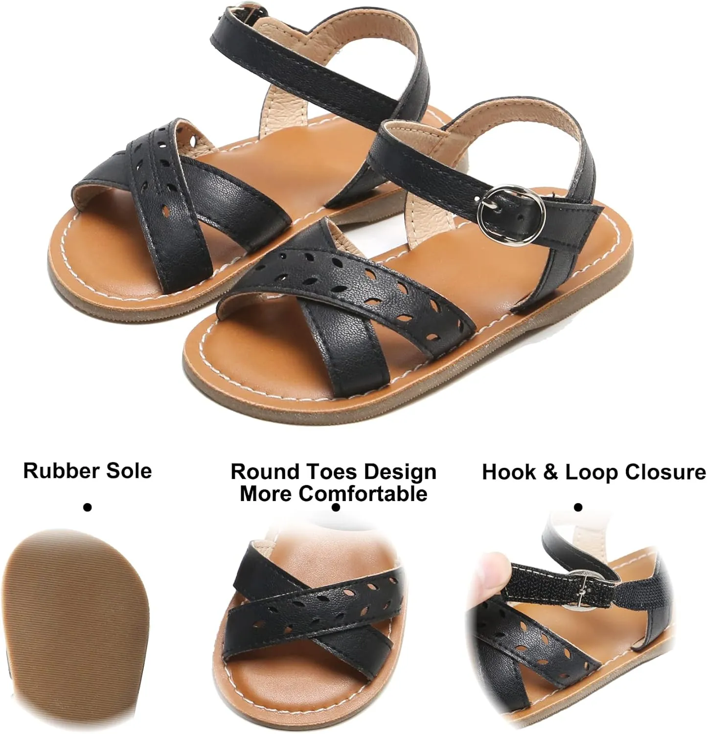 Felix & Flora Toddler Girl Sandals - Little Girl Easter Summer Dress Shoes Lightweight Open Toe Beach Holiday.
