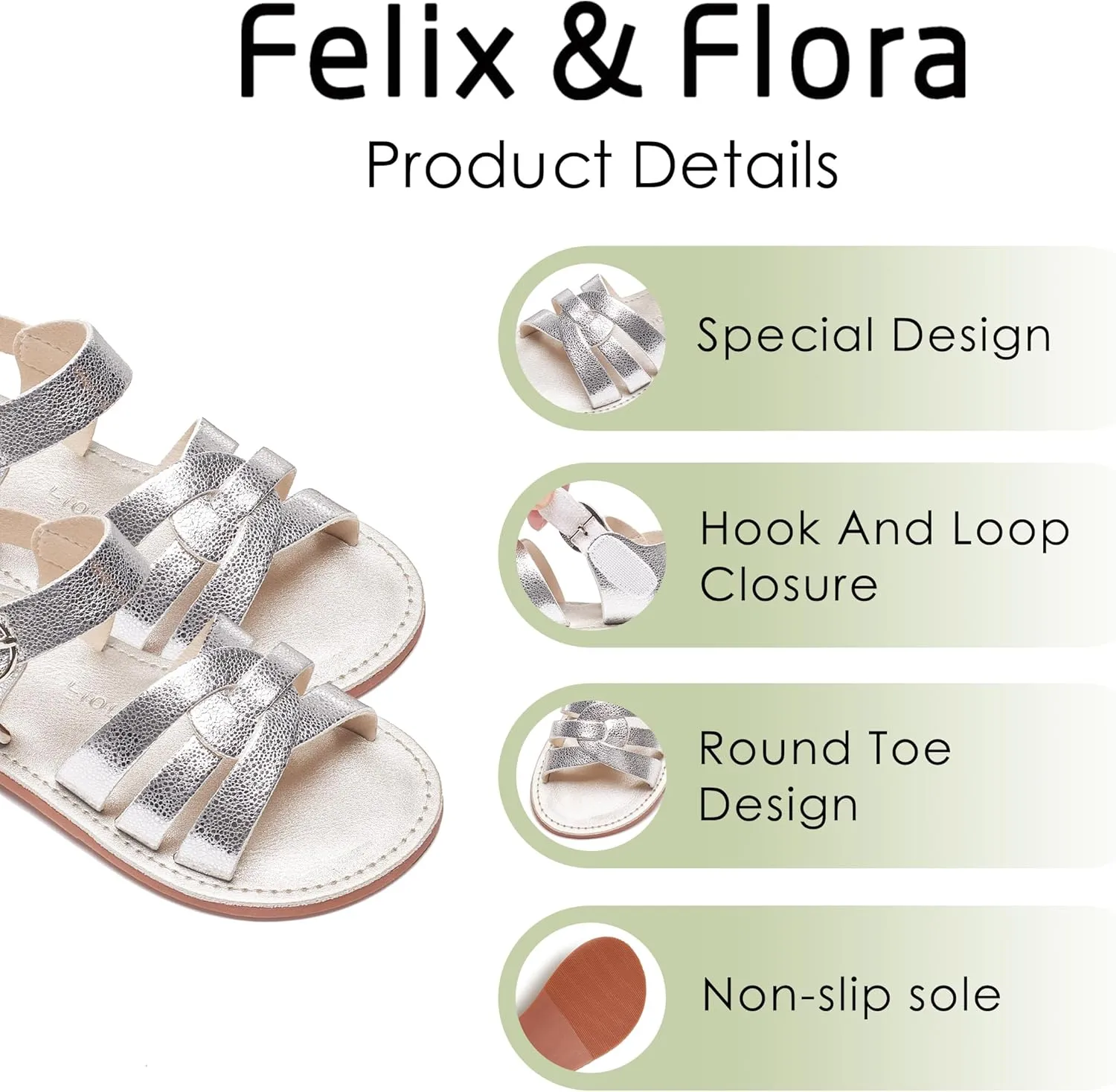 Felix & Flora Toddler Girl Sandals - Little Girl Easter Summer Dress Shoes Lightweight Open Toe Beach Holiday.