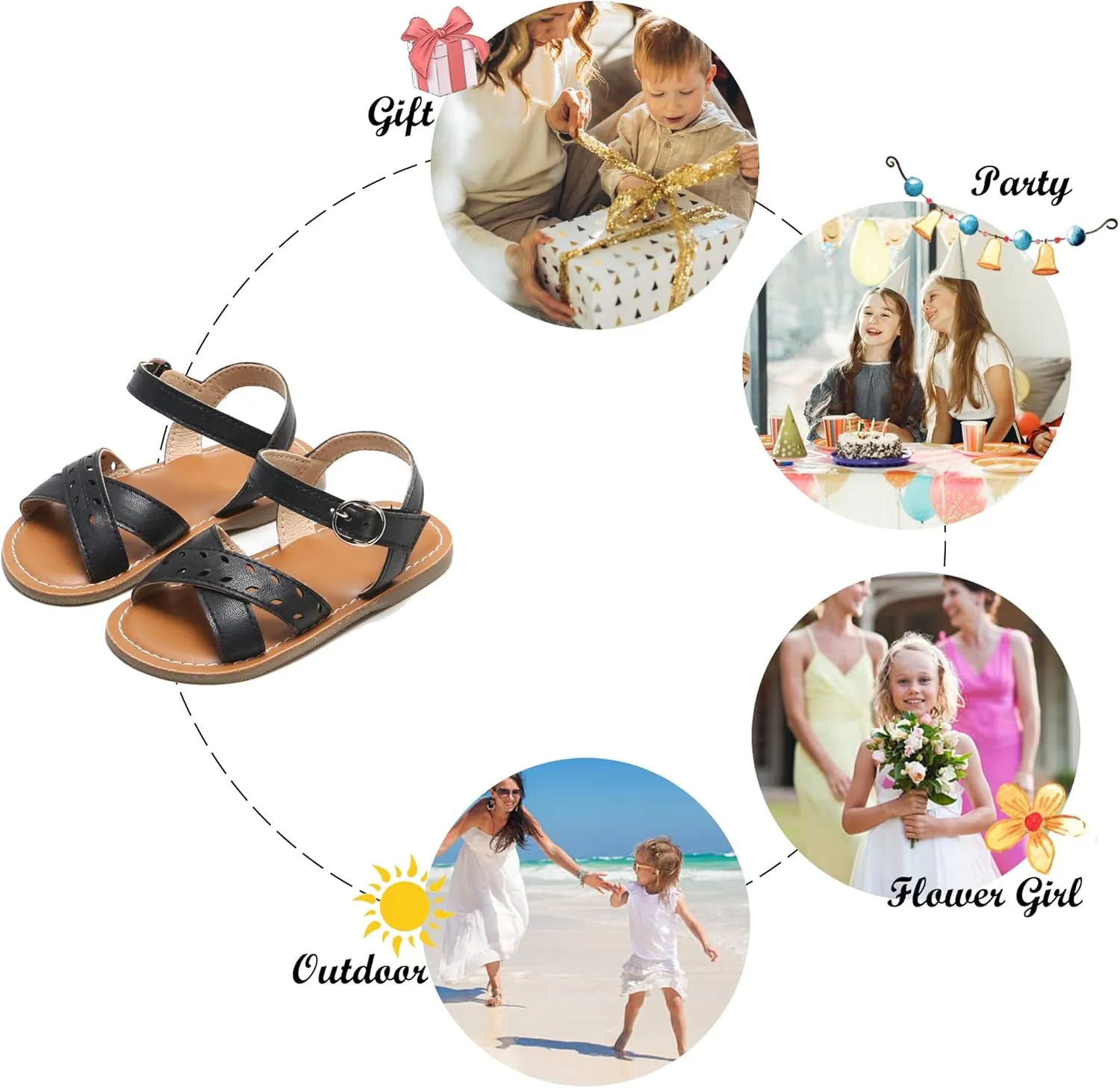Felix & Flora Toddler Girl Sandals - Little Girl Easter Summer Dress Shoes Lightweight Open Toe Beach Holiday.