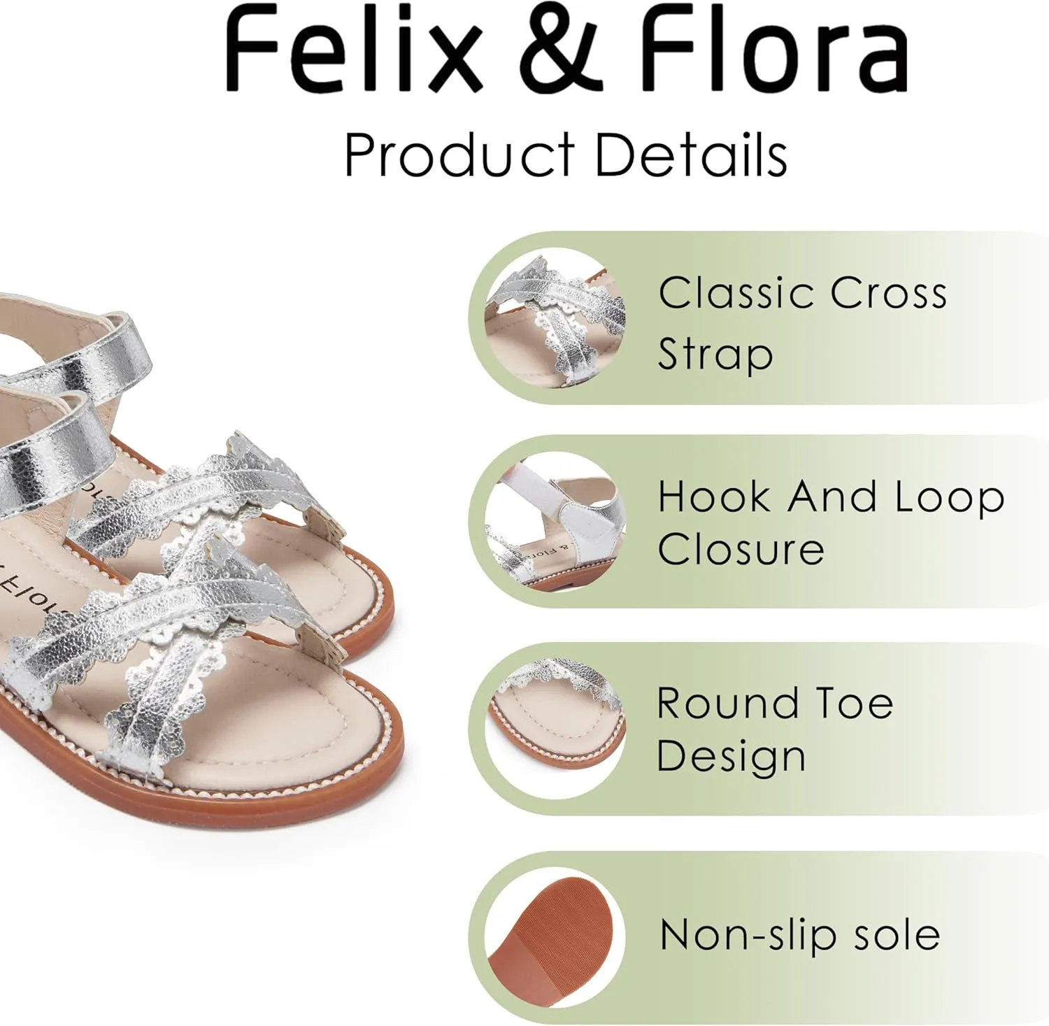 Felix & Flora Toddler Girl Sandals - Little Girl Easter Summer Dress Shoes Lightweight Open Toe Beach Holiday.