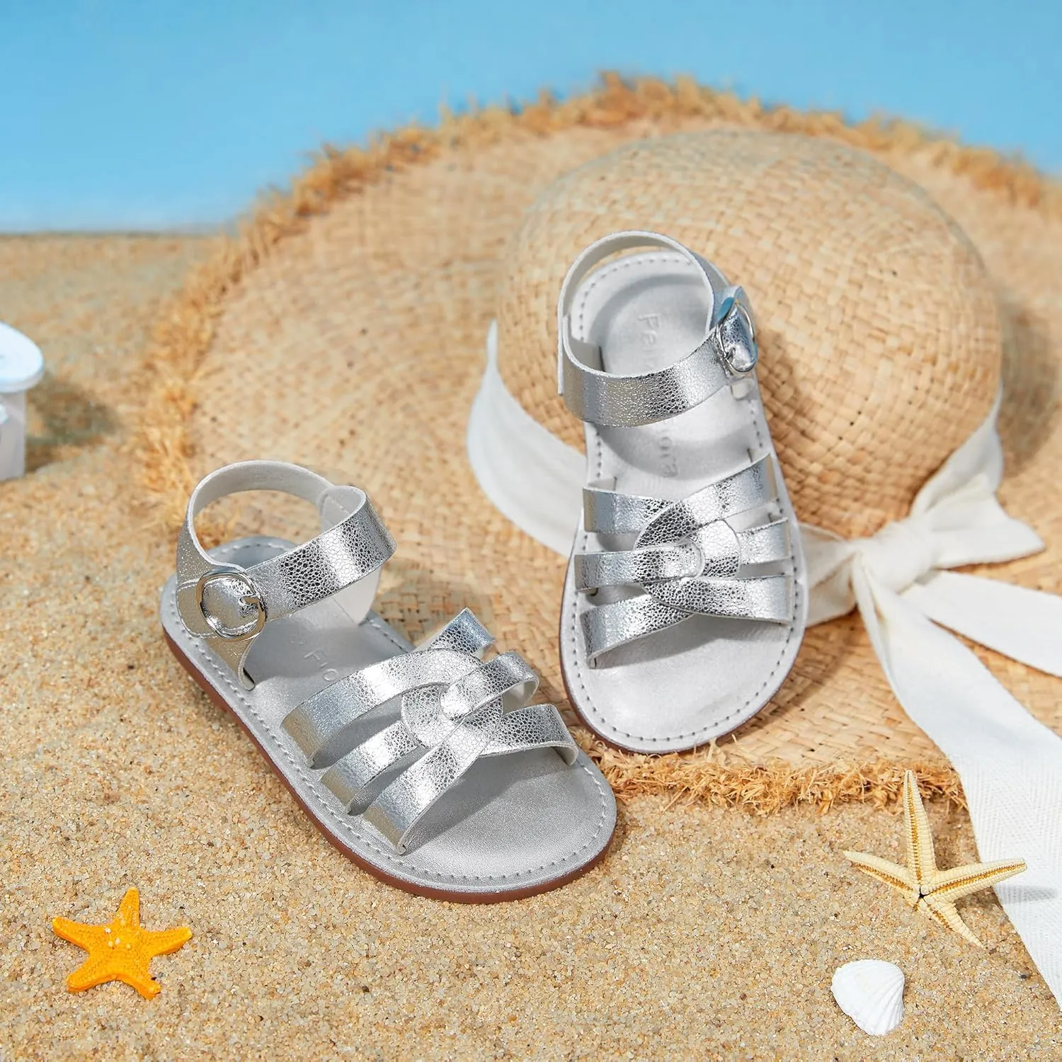 Felix & Flora Toddler Girl Sandals - Little Girl Easter Summer Dress Shoes Lightweight Open Toe Beach Holiday.
