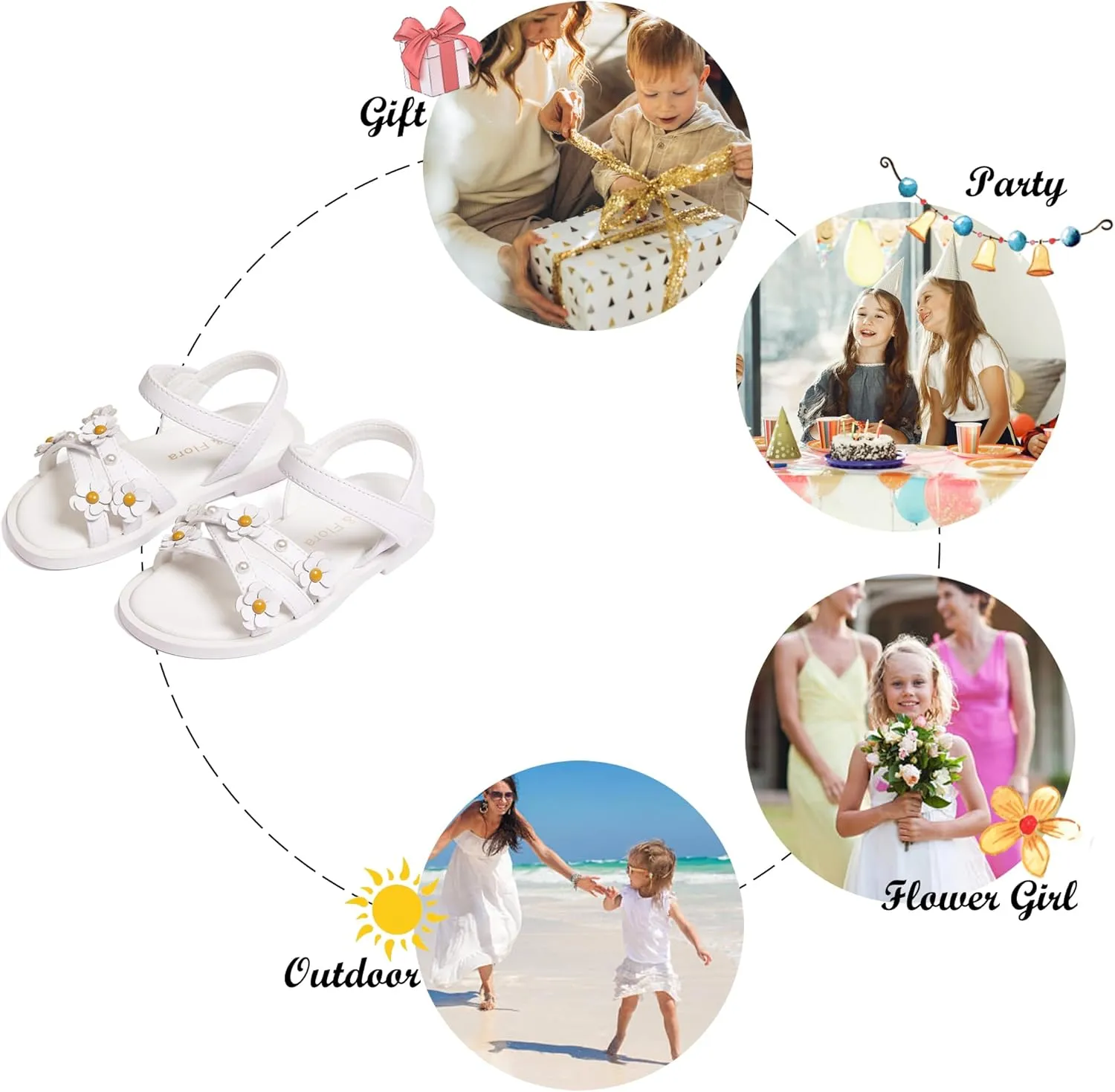 Felix & Flora Toddler Girl Sandals Open Toe Summer Flower Girl Dress Shoes