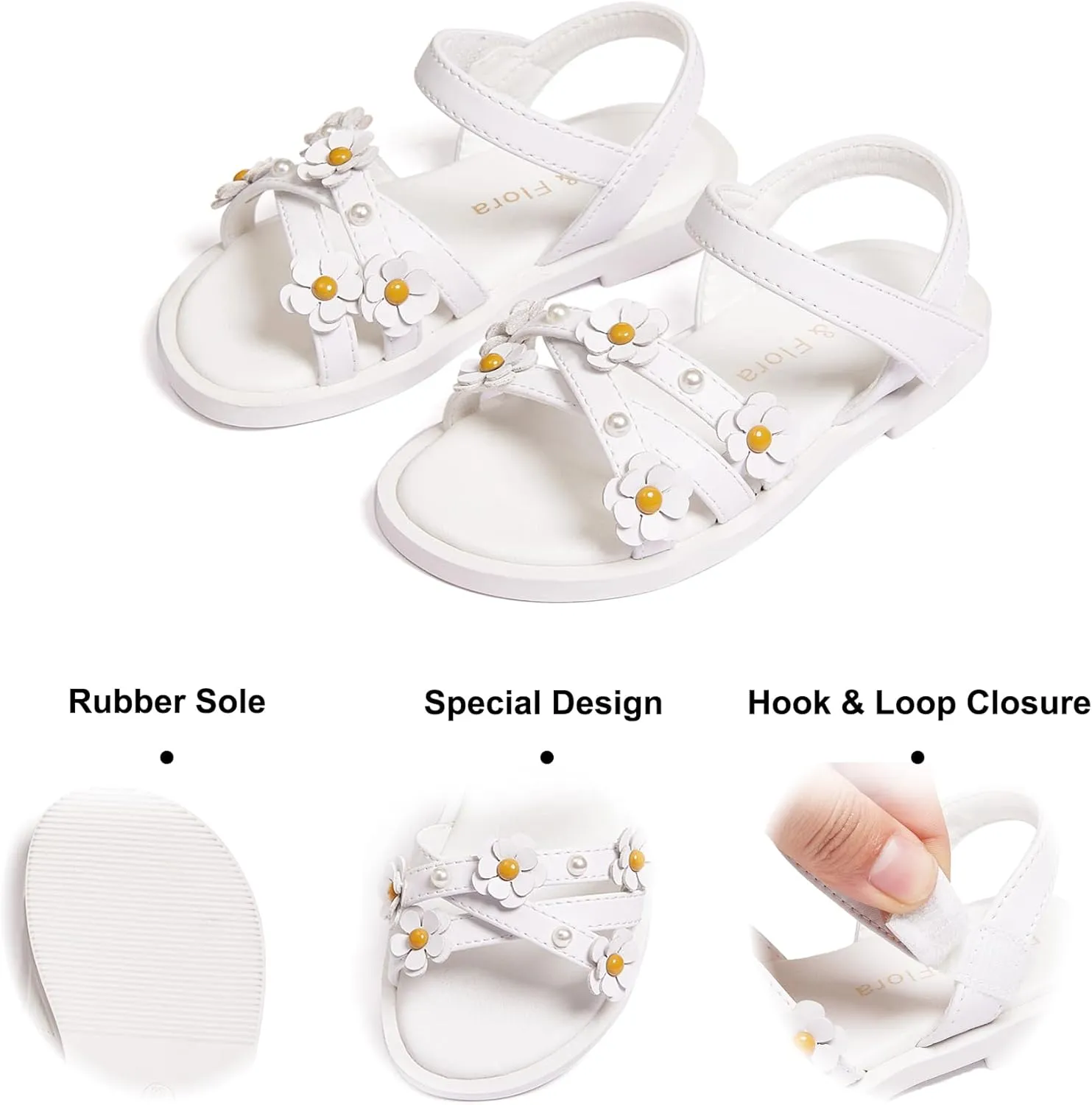 Felix & Flora Toddler Girl Sandals Open Toe Summer Flower Girl Dress Shoes