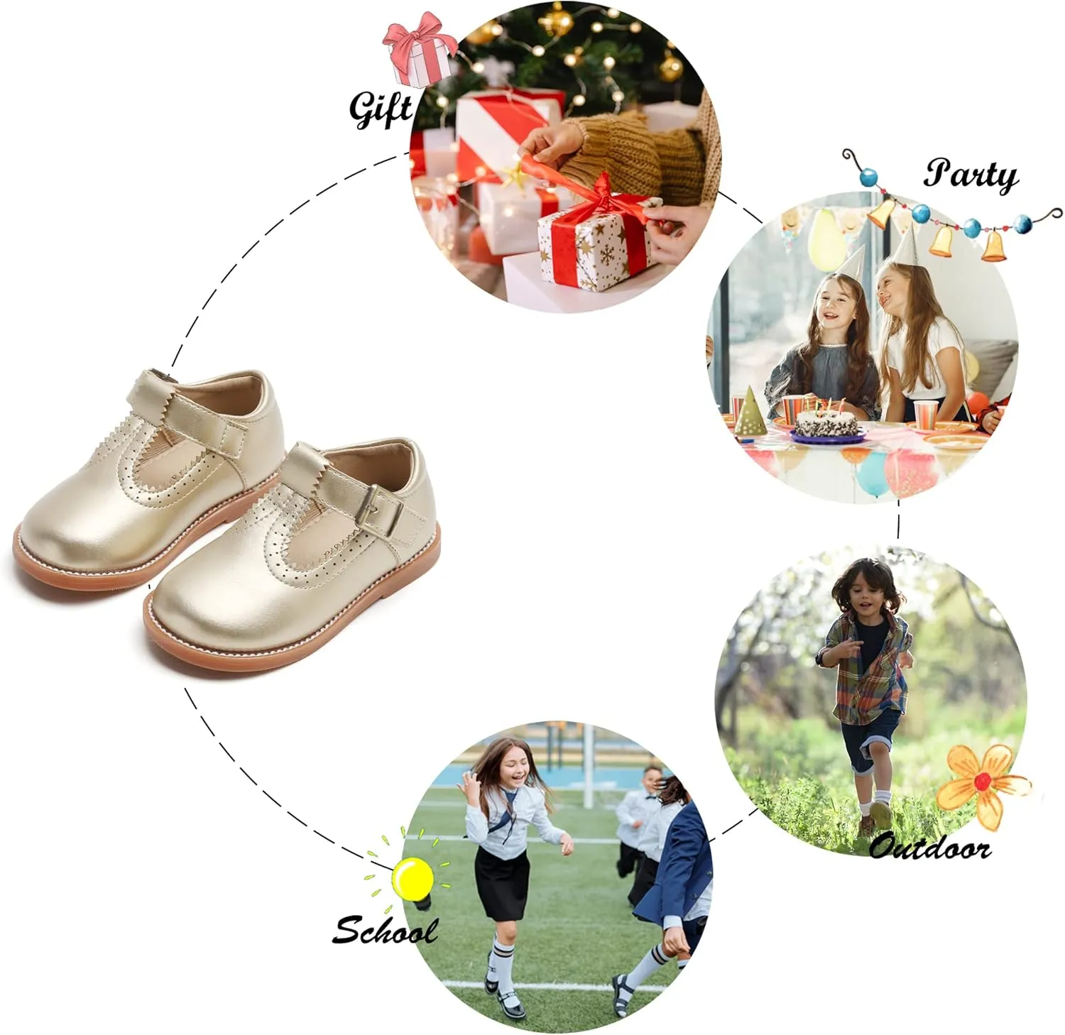 Felix & Flora Toddler Little Girl Mary Jane Dress Shoes - Ballet Flats for Easter Flower Girl Party School Shoes.