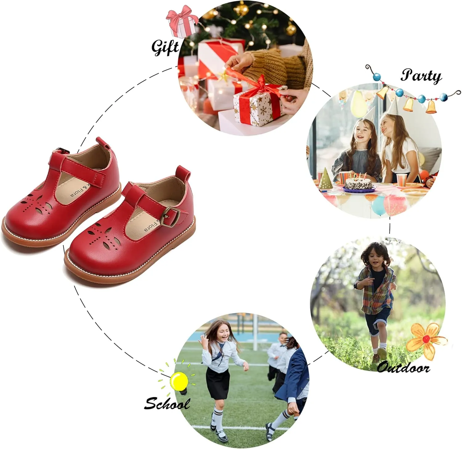 Felix & Flora Toddler Little Girl Mary Jane Dress Shoes - Ballet Flats for Easter Flower Girl Party School Shoes.