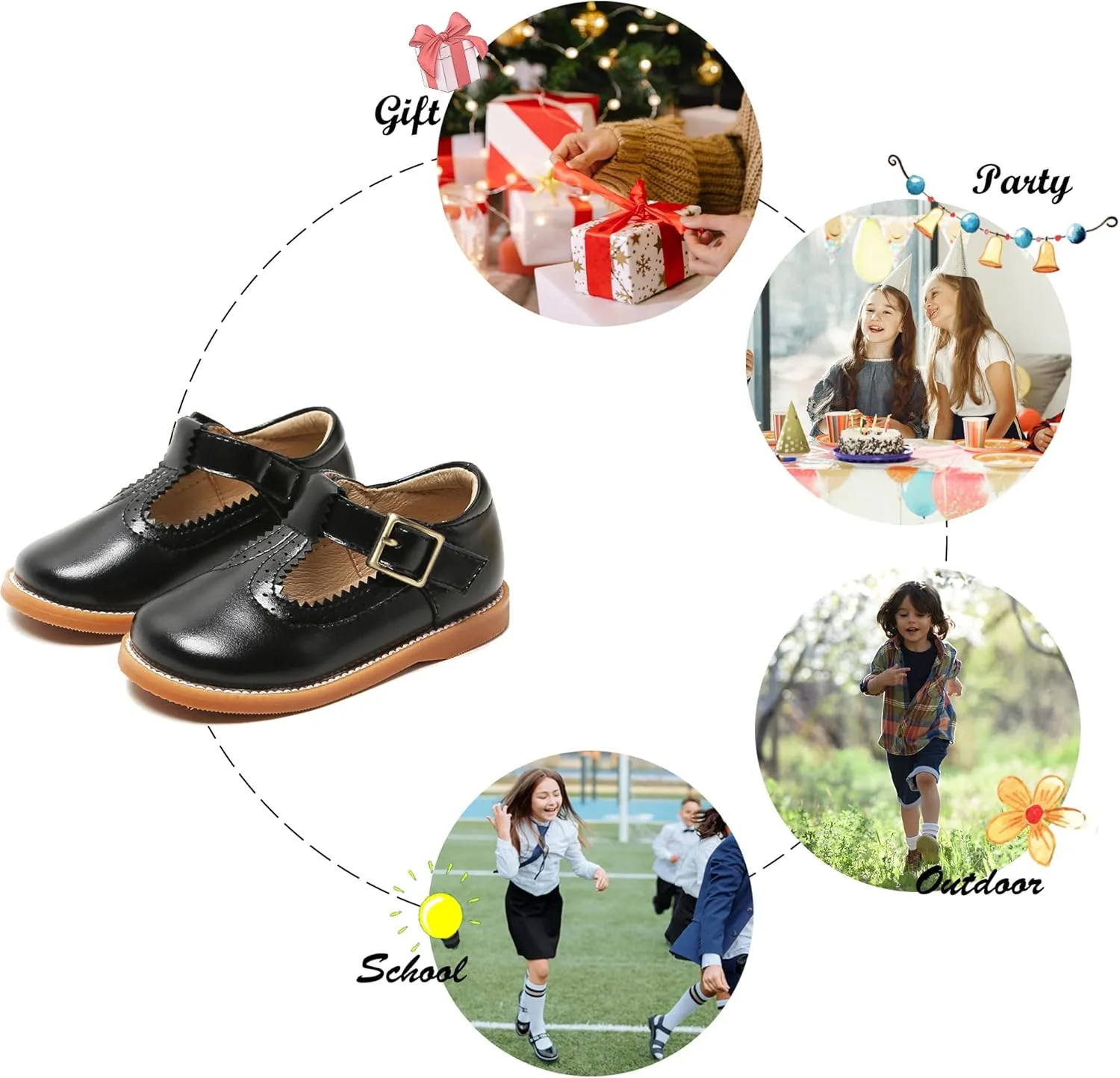Felix & Flora Toddler Little Girl Mary Jane Dress Shoes - Ballet Flats for Easter Flower Girl Party School Shoes.