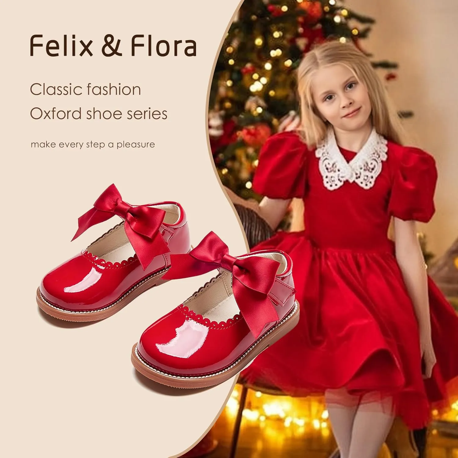 Felix & Flora Toddler Little Girl Mary Jane Dress Shoes - Ballet Flats for Girl Party School Shoes