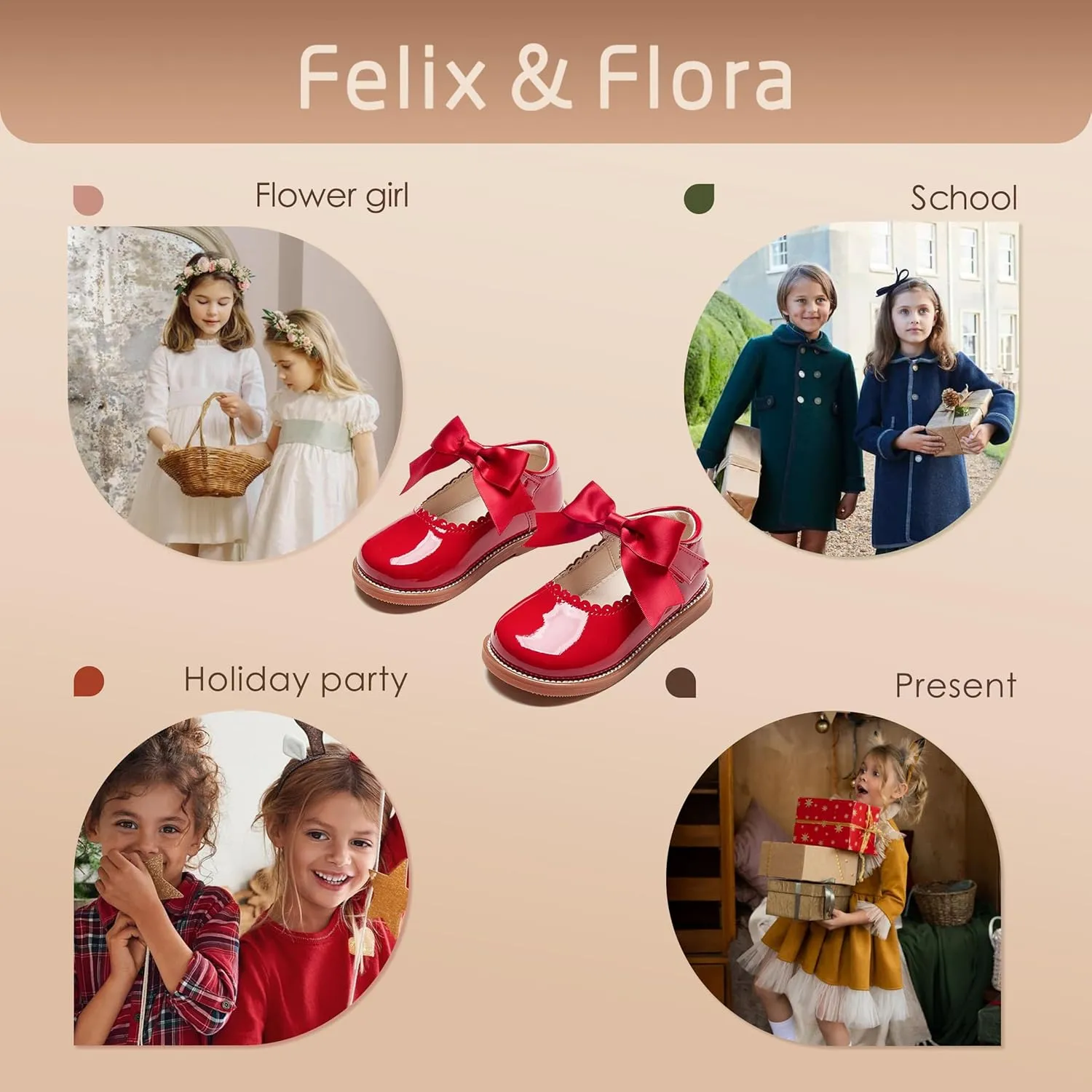 Felix & Flora Toddler Little Girl Mary Jane Dress Shoes - Ballet Flats for Girl Party School Shoes