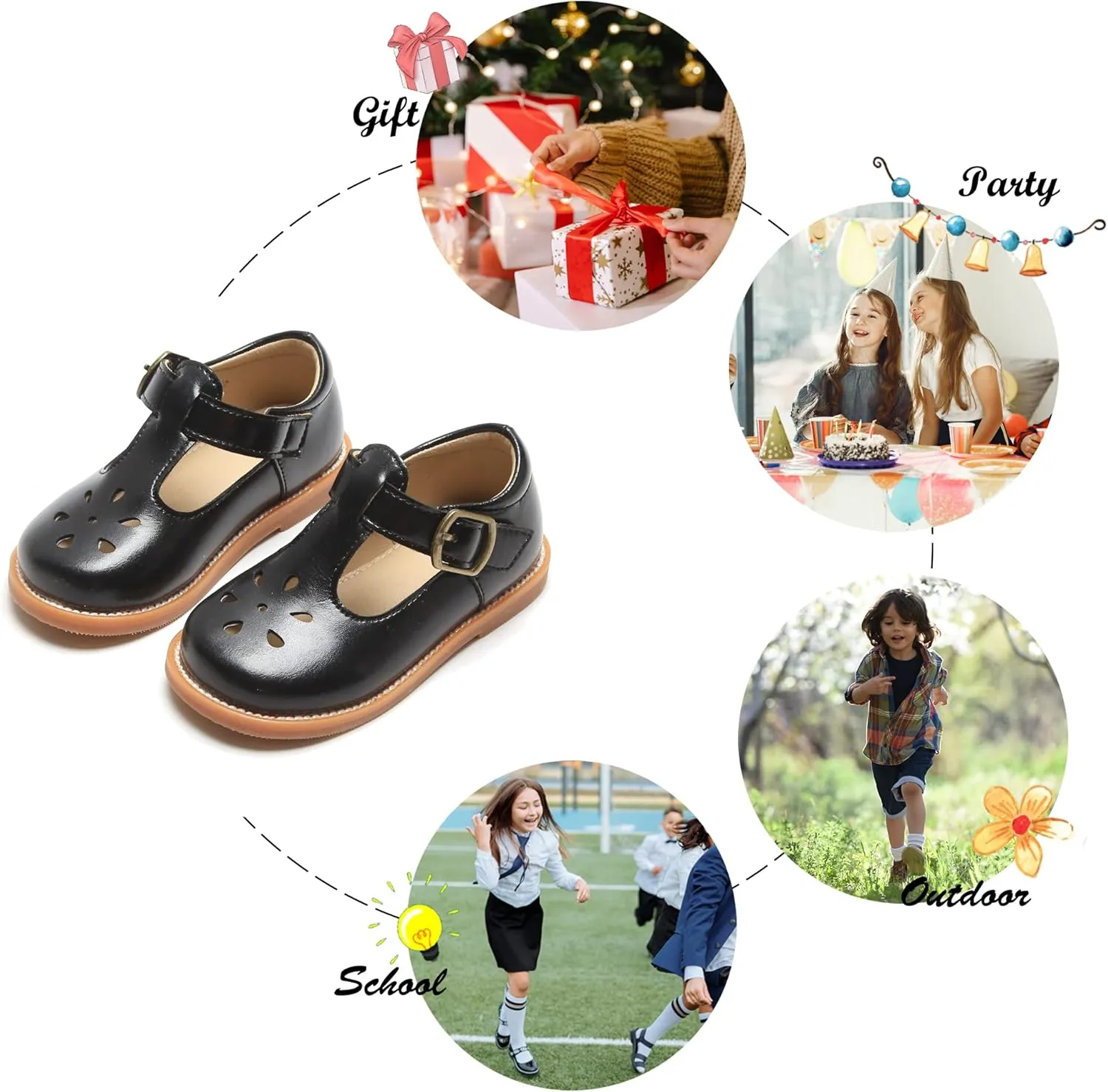 Felix & Flora Toddler Little Girl Mary Jane Dress Shoes - Ballet Flats for Girl Party School Shoes