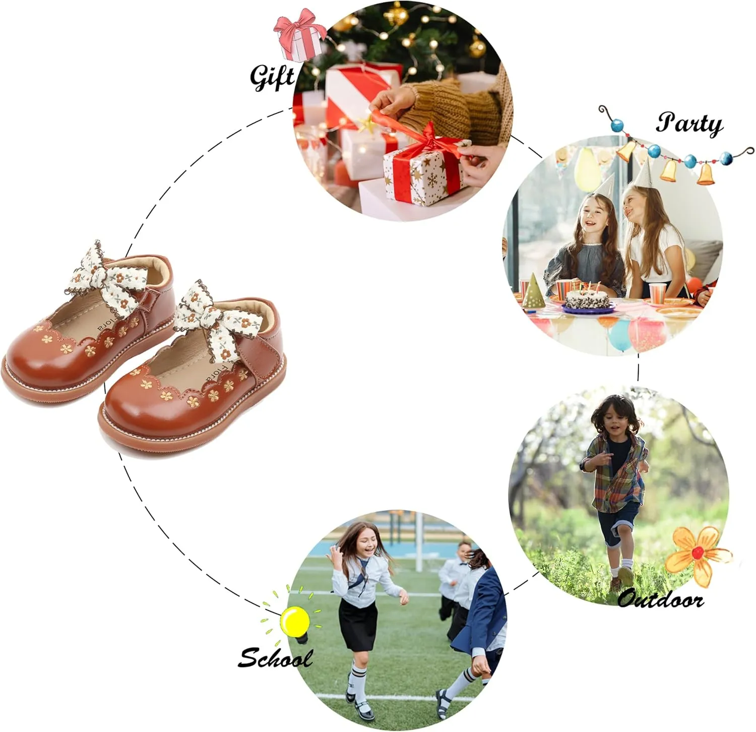 Felix & Flora Toddler Little Girl Mary Jane Dress Shoes - Ballet Flats for Girl Party School Shoes