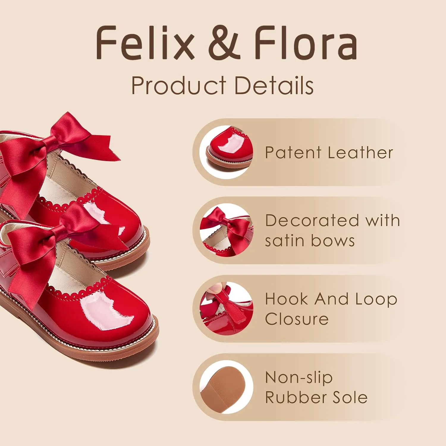 Felix & Flora Toddler Little Girl Mary Jane Dress Shoes - Ballet Flats for Girl Party School Shoes