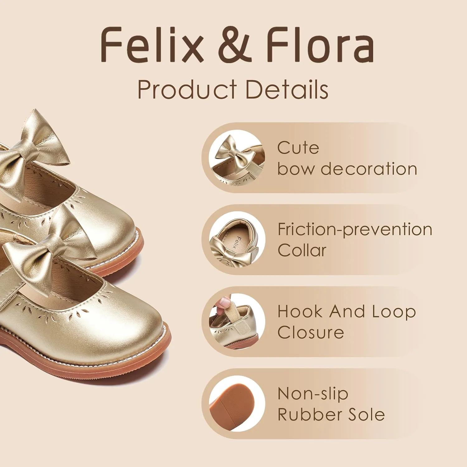 Felix & Flora Toddler Little Girl Princess Dress Shoes-Mary Jane Flats for Girl Party School Shoes