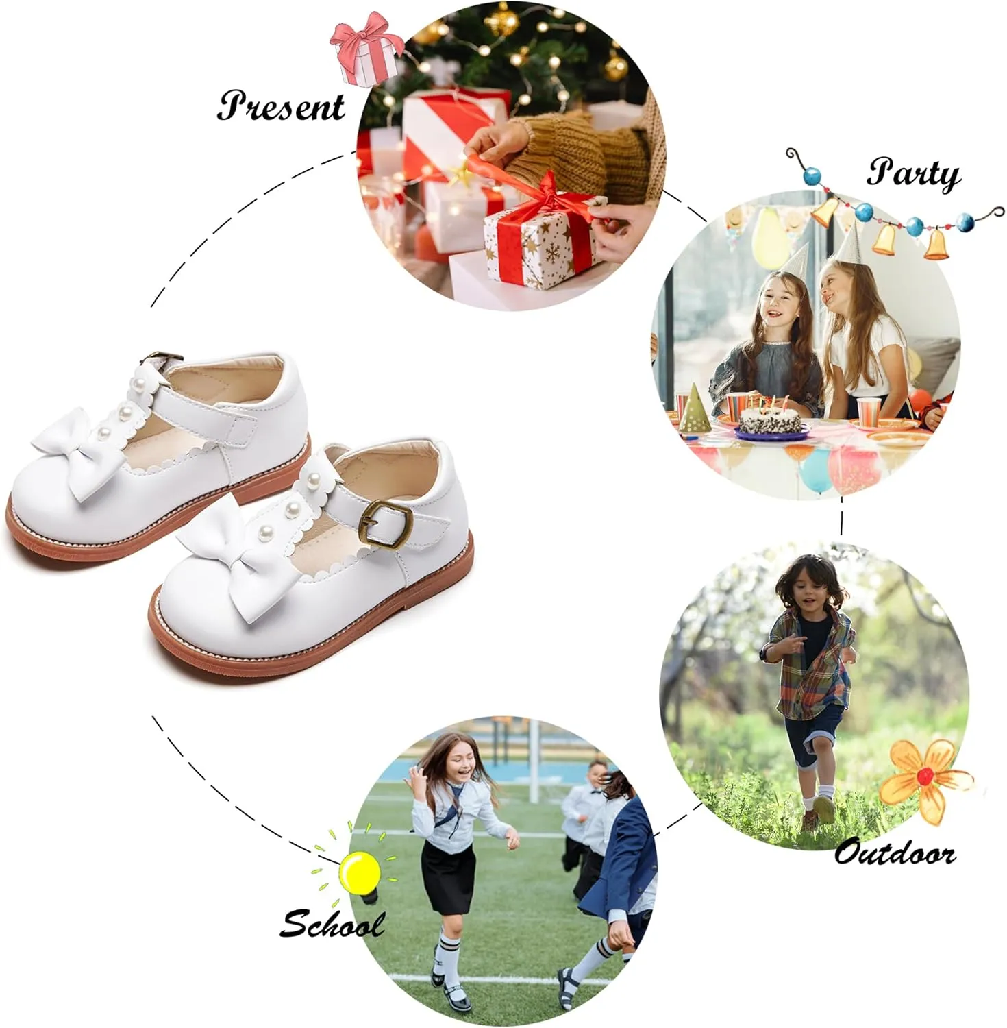 Felix & Flora Toddler Little Girl Princess Dress Shoes-Mary Jane Flats for Girl Party School Shoes