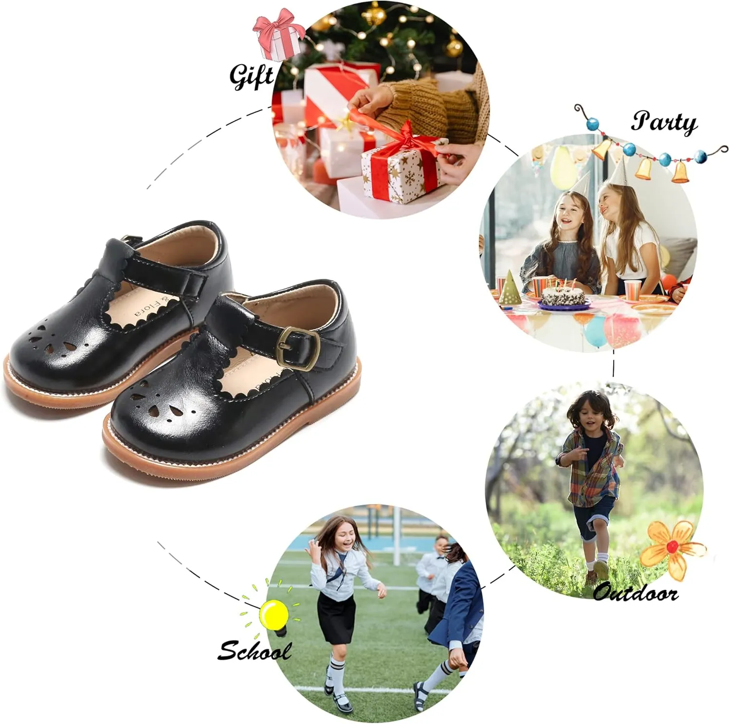 Felix & Flora Toddler Little Girl Princess Dress Shoes-Mary Jane Flats for Girl Party School Shoes