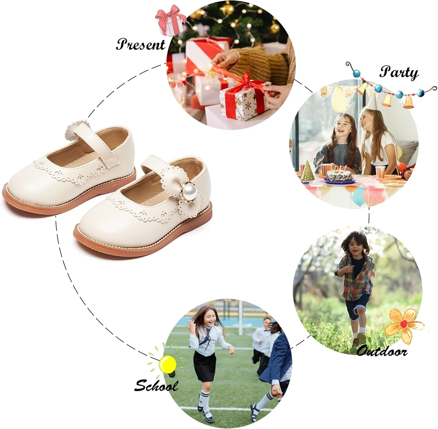 Felix & Flora Toddler Little Girl Princess Dress Shoes-Mary Jane Flats for Girl Party School Shoes