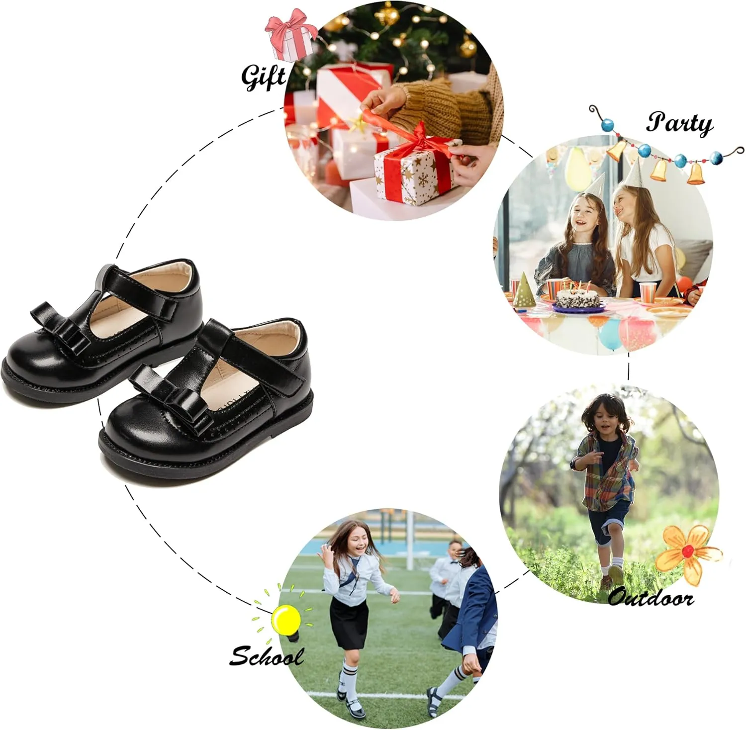 Felix & Flora Toddler Little Girl Princess Dress Shoes-Mary Jane Flats for Girl Party School Shoes