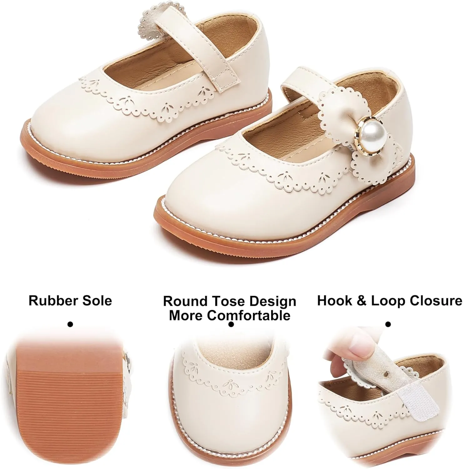 Felix & Flora Toddler Little Girl Princess Dress Shoes-Mary Jane Flats for Girl Party School Shoes