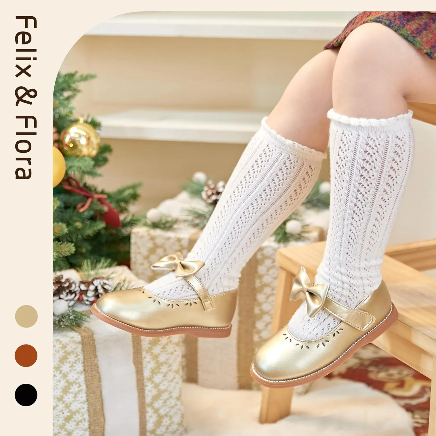 Felix & Flora Toddler Little Girl Princess Dress Shoes-Mary Jane Flats for Girl Party School Shoes