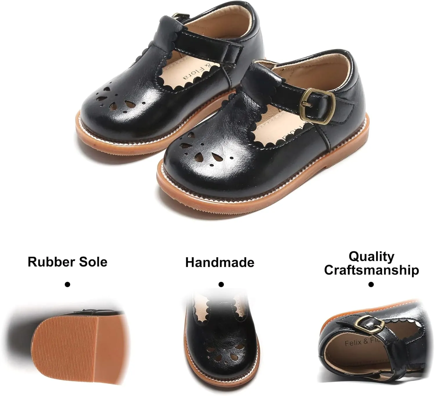 Felix & Flora Toddler Little Girl Princess Dress Shoes-Mary Jane Flats for Girl Party School Shoes