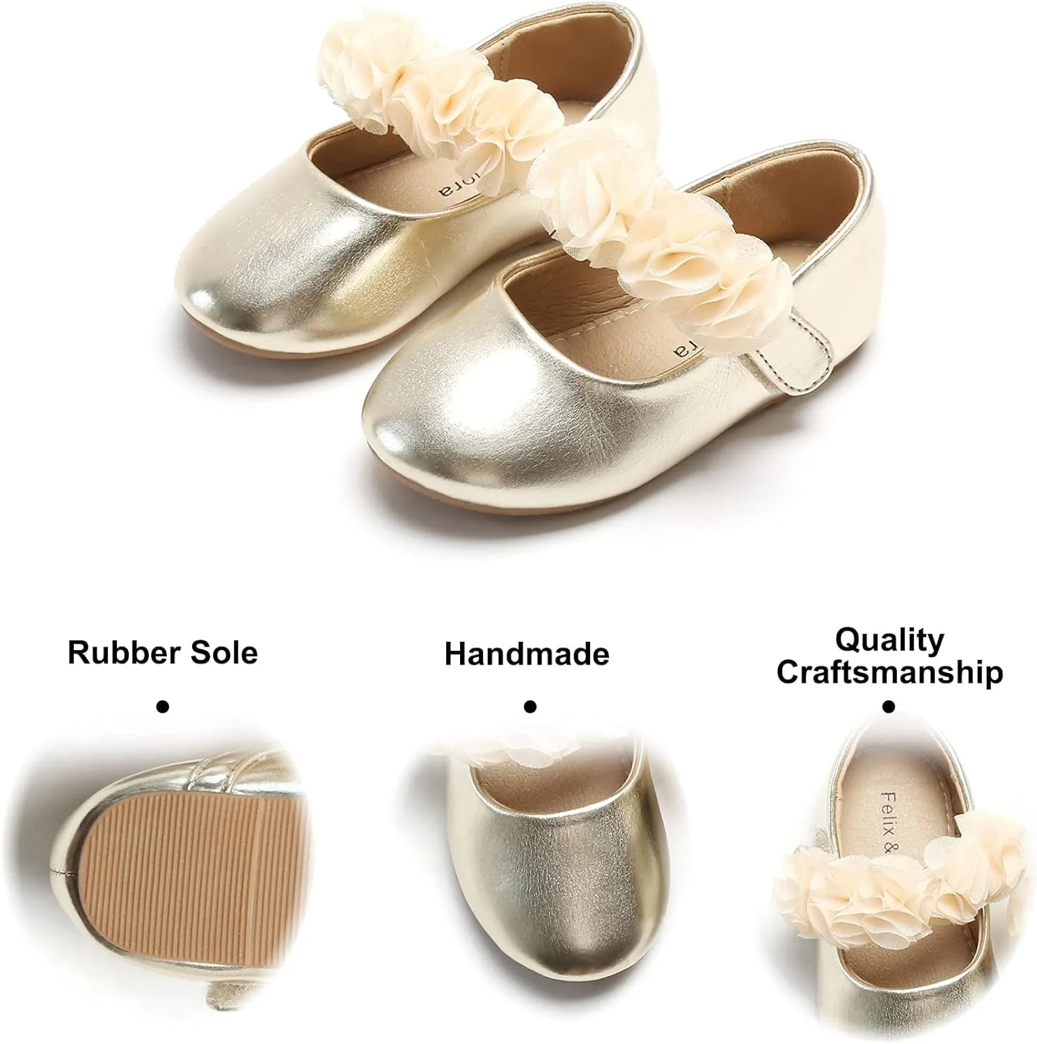 Felix & Flora Toddler Little Girls Dress Shoes - Flower Girls Mary Jane Flats Ballet Shoes Party Wedding