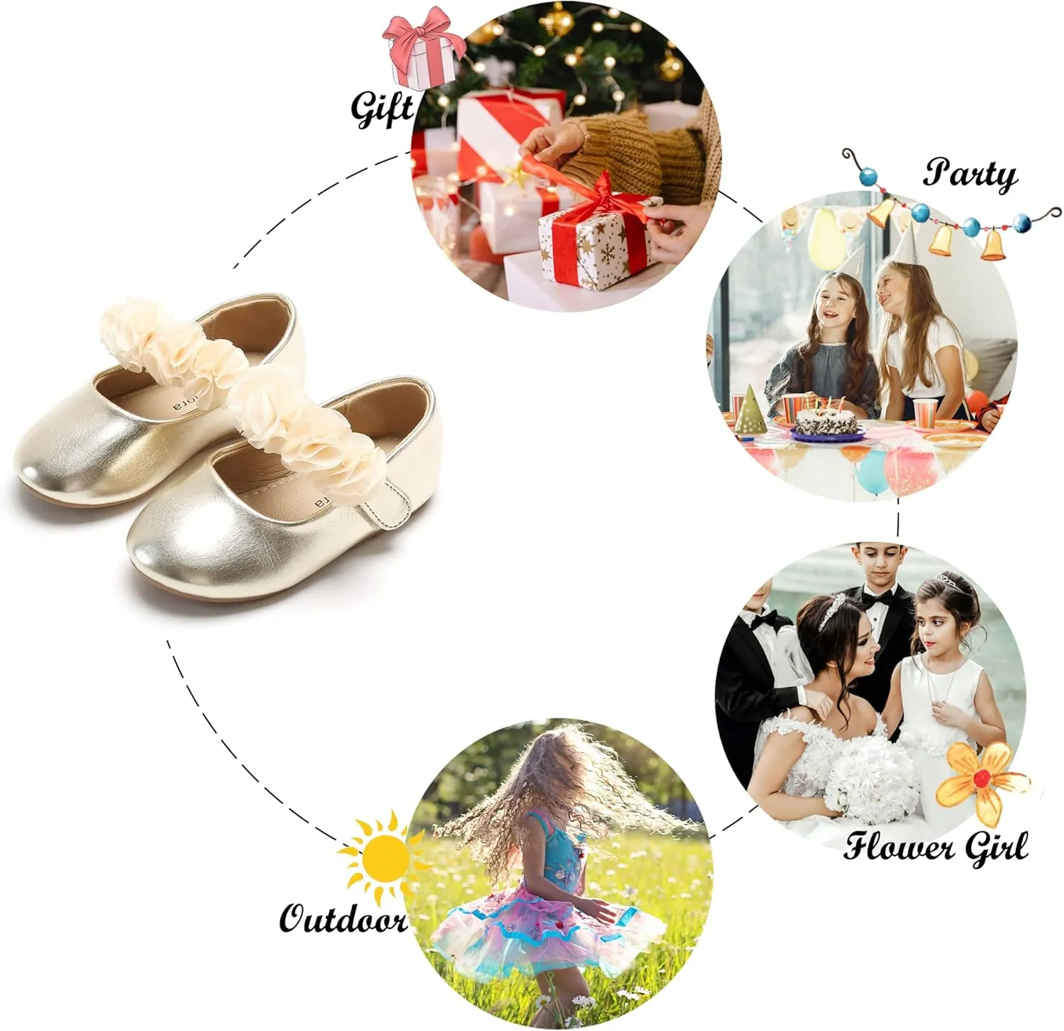 Felix & Flora Toddler Little Girls Dress Shoes - Flower Girls Mary Jane Flats Ballet Shoes Party Wedding
