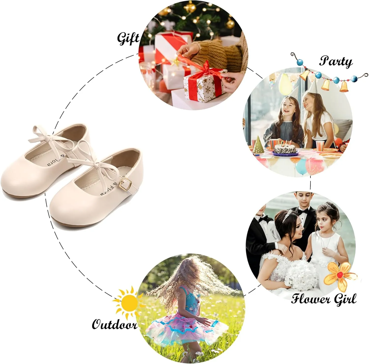 Felix & Flora Toddler Little Girls Dress Shoes - Flower Girls Mary Jane Flats Ballet Shoes Party Wedding
