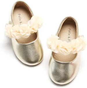 Felix & Flora Toddler Little Girls Dress Shoes - Flower Girls Mary Jane Flats Ballet Shoes Party Wedding