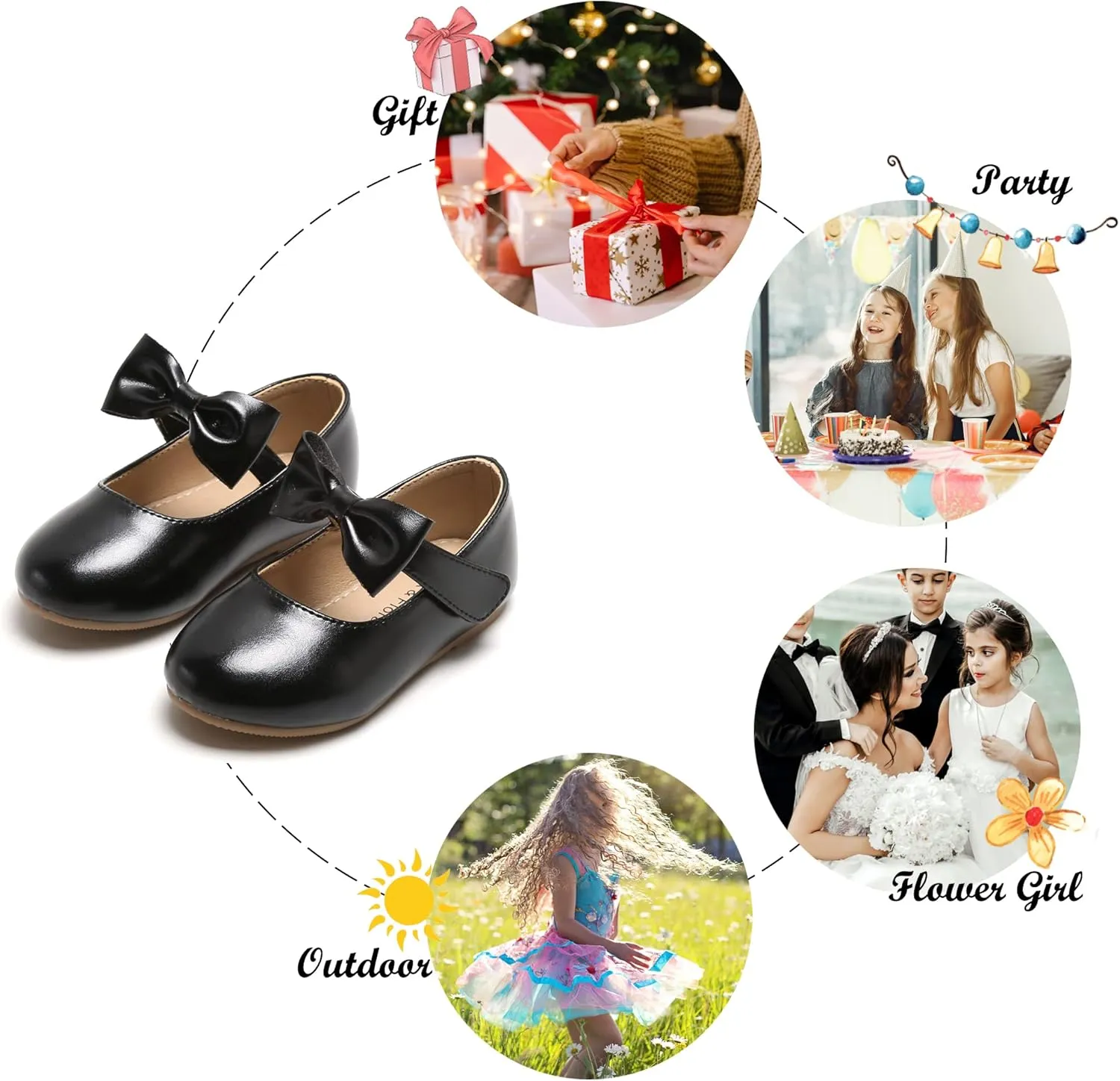 Felix & Flora Toddler Little Girls Dress Shoes - Flower Girls Mary Jane Flats Ballet Shoes Party Wedding